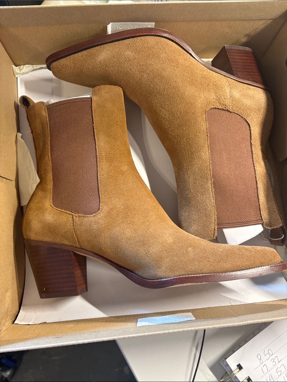 Dolce Vita Tan Suede Pointed Chelsea Ankle Boots - Picture 7 of 10